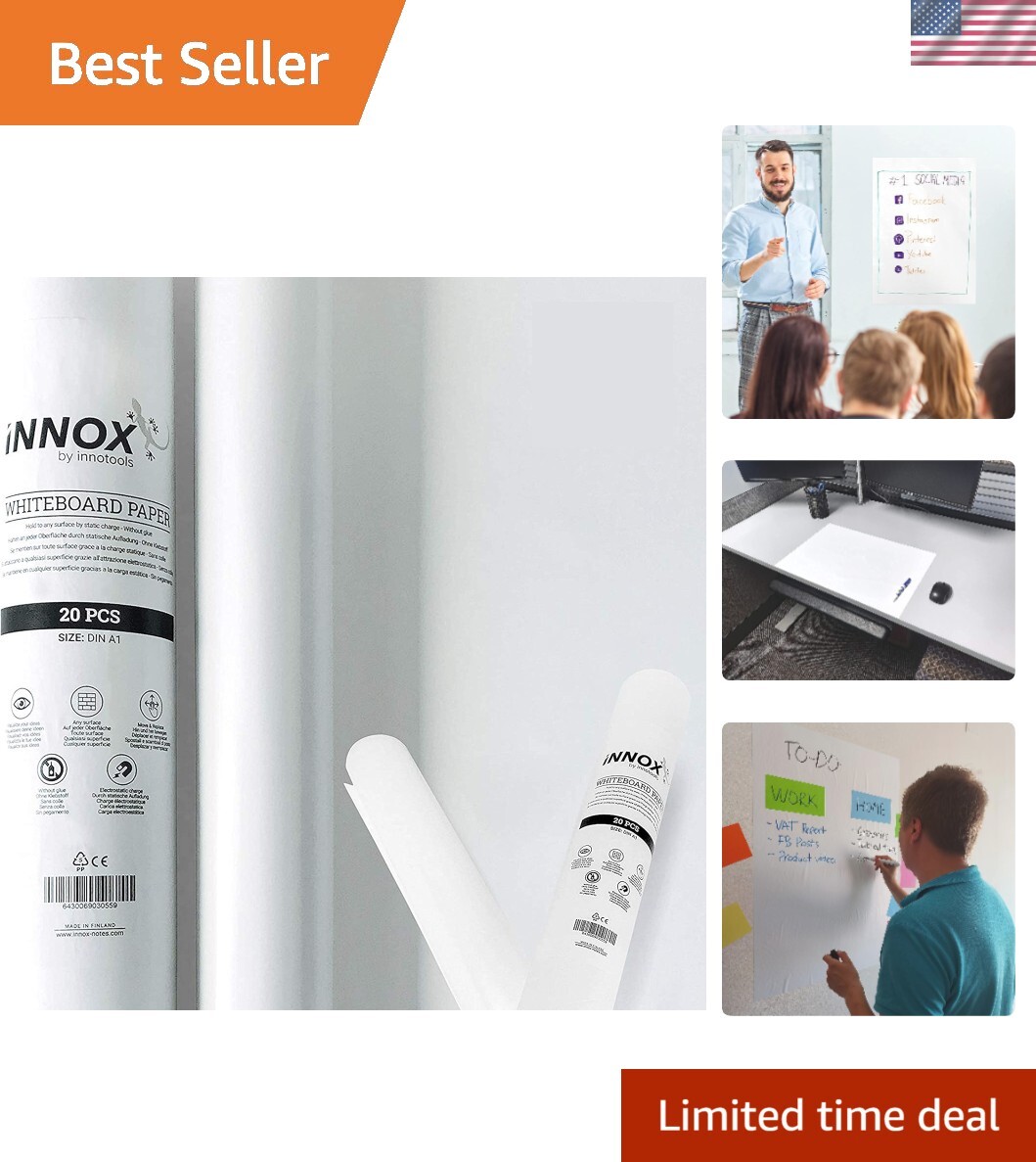 Dry Erase White Board Sheets 2x3 feet | Sticks to Any Surface Without Glue | ...