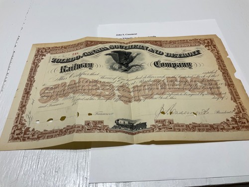 CIVIL WAR RAILROAD GENERAL JACK CASEMENT SGN RR SHARE 1880’S UNUSED BLANK 1884 - Picture 3 of 17