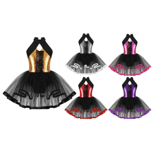 Girls Ballerina Tutu Dresses Shiny Ballet Dance Leotard Children's Day Costume - 第 1/50 張圖片