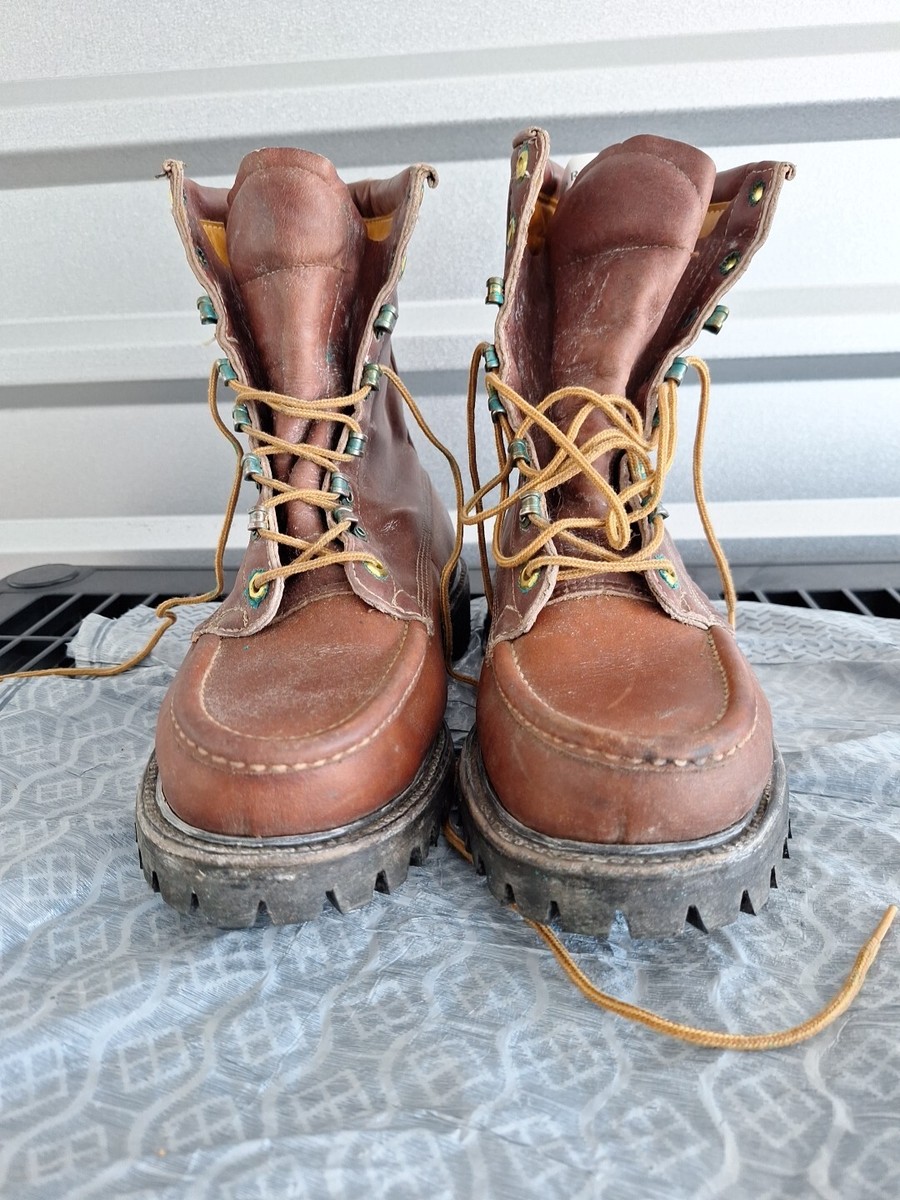 Vintage Big Mac Moc-toe Lace Up Vibram Sole Brown Leather Boots