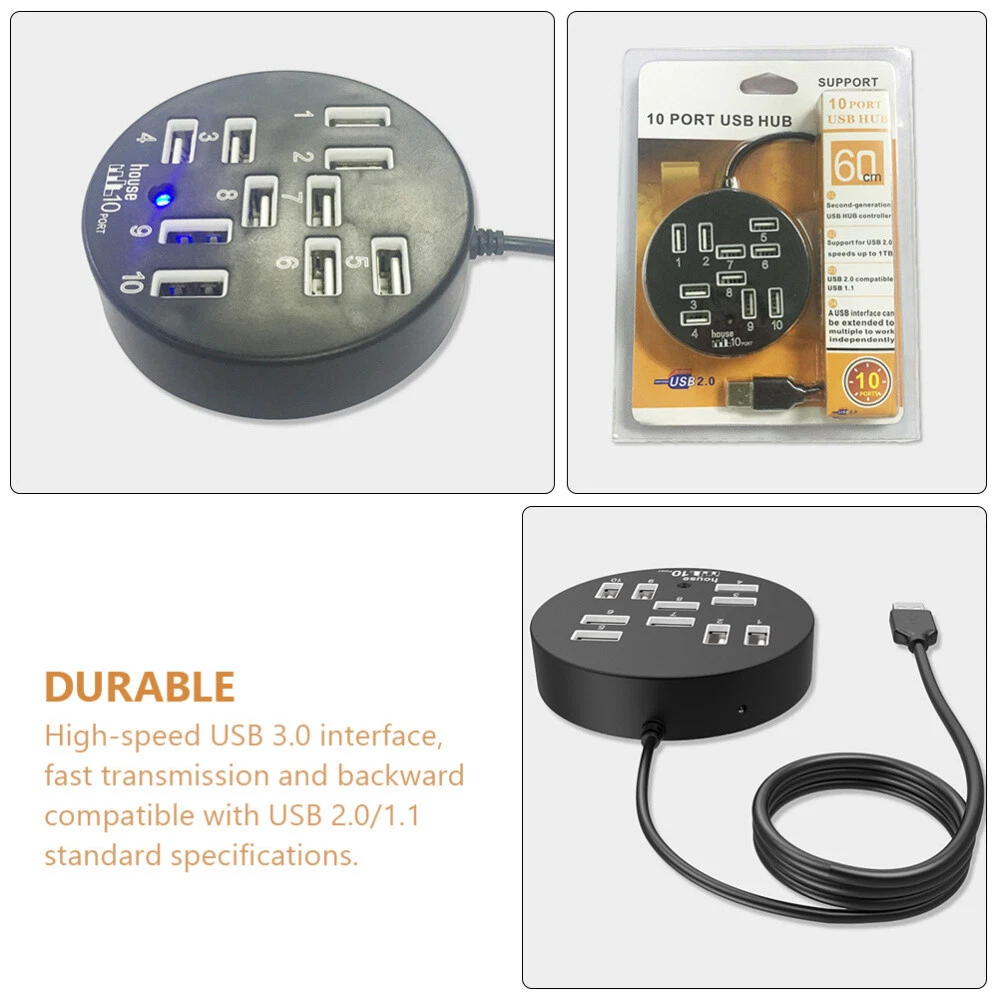 USB Hub Splitter with Data Cable Port for Computer Extension