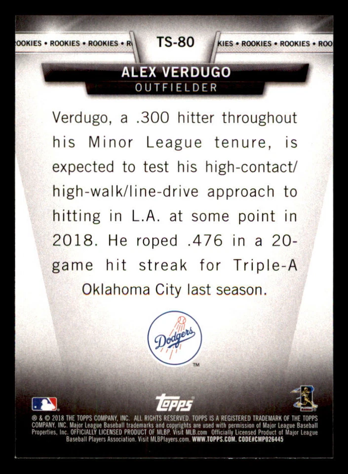 2018 Topps Salute #TS80 Alex Verdugo - Image 2 of 2