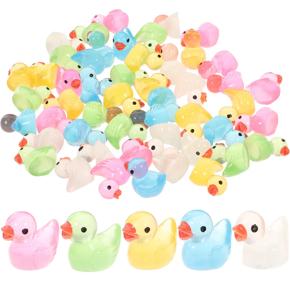 50PCS Mini Ducks Sequin Miniature Duck Resin Desk Decoration Cute