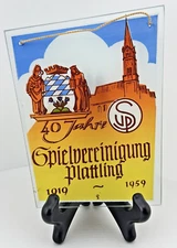 Oz Glasskunst Plattling Sports Association 1919-1959 Glass Art Zwiesel Germany