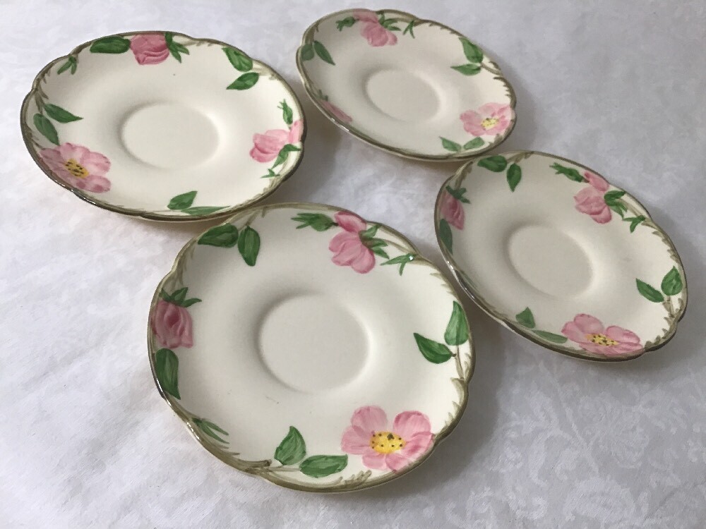 4 Vintage Franciscan Desert Rose Saucers 5.75” TV Stamp 1964  USA