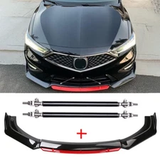 For Acura ILX 2013-2021 Front Bumper Lip Splitter Spoiler Glossy + Strut Rods A+