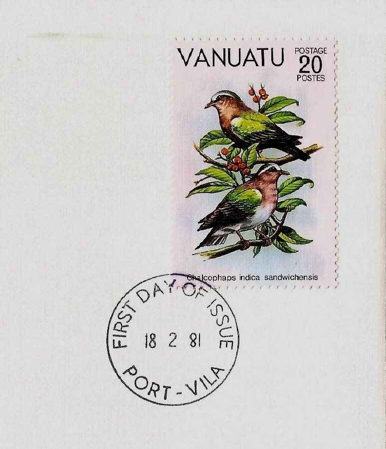 Exotic Birds Emerald Dove Vanuatu Pazifik Ersttagsbrief Vogel Smaragdtaube FDC - Bild 3 von 3