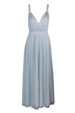 Fame And Partners Blue Sleeveless Mesh A-Line Gown 8
