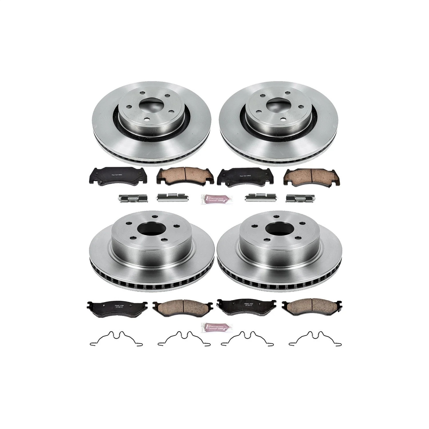 Power Stop KOE4386 1-Click Daily Driver Brake Kits Front & Rear OE Replacement R