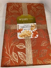 Wyatt Home Luxurious Metallic Fall Leaves 60x104 Tablecloth