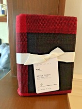 Pottery Barn KING PILLOW SHAM Bryce Holiday Christmas Buffalo Check Plaid Red j