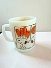 VTG 1958 Fire King Milk Glass Mug Snoopy Sweet Dream Ice Cream Orange