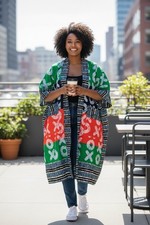 African Original Ankara Hand Print Fabric Cotton Colorful Handmade Coat Freestyl