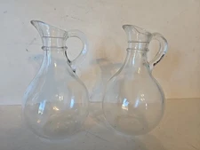 Vintage Pair of 6" Glass Oil & Vinegar Cruets Set Of 2 No Stoppers Pre-owned 