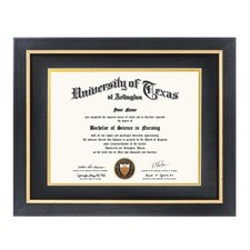 8.5x11 Wood Diploma Frame with Black Mat or Display 11x14 Certificates withou...