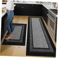 Kitchen Runner Rugs,Set of 2 Non Slip Kitchen Mats for Floor Vintage Stain