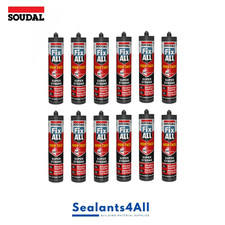 12 x Soudal Fix All High Tack White Sealant Strong Bond Adhesive Polymer Silcone