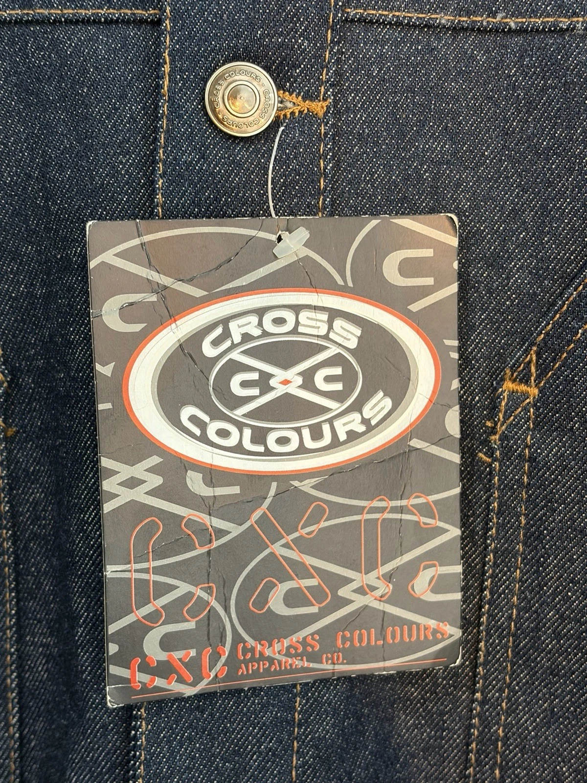 1990 Cross Colours Denim Jacket Dark Blue (NWT) !! Size XL - product detail image 5