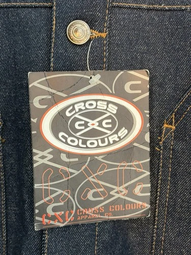1990 Cross Colours Denim Jacket Dark Blue  (NWT) !!  Size XL image 5
