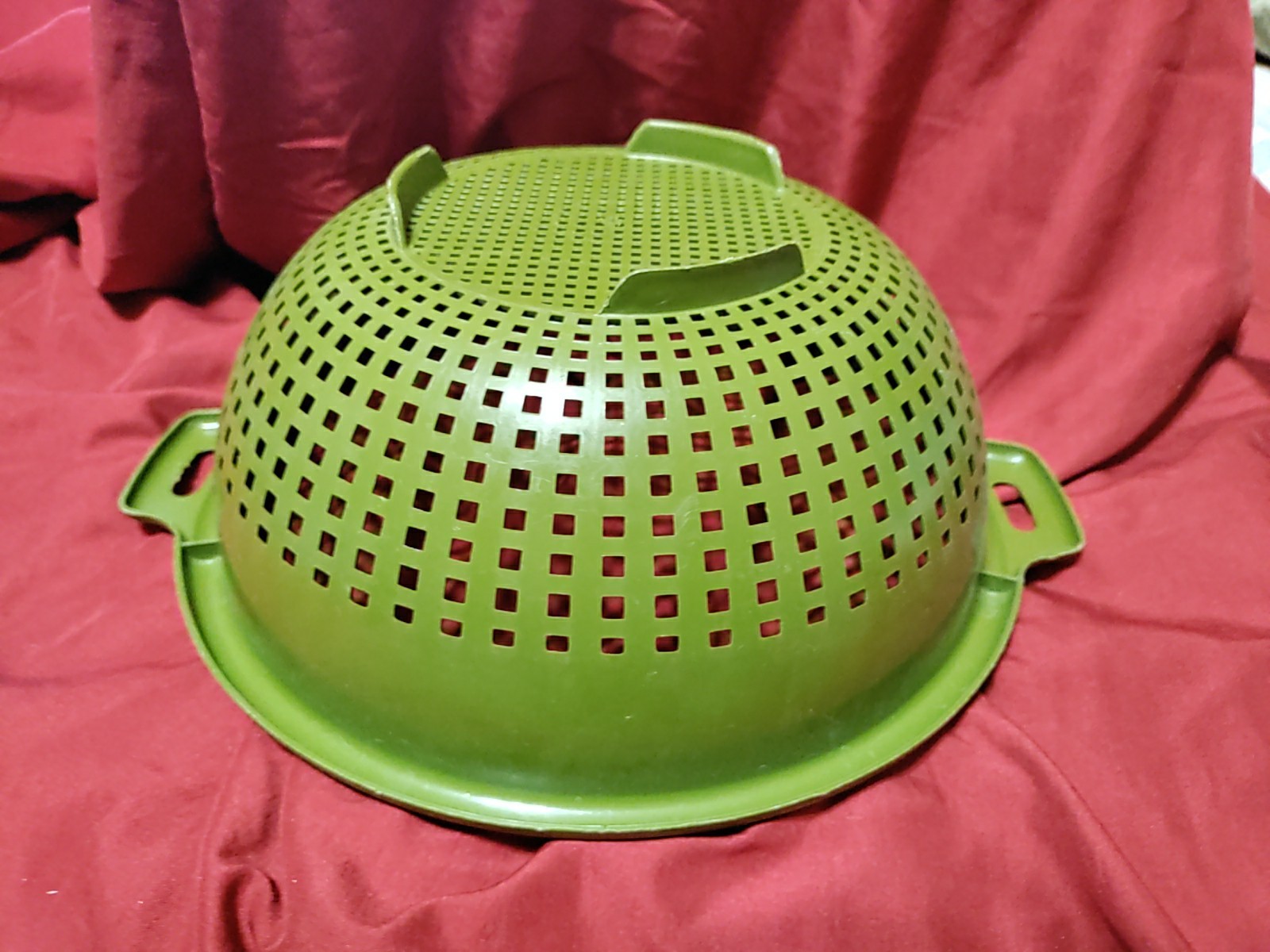 Vintage MCM Avocado Olive Green Max Klein Co Strainer Colander  1970s Kitchen