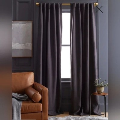NWT PAIR Quince European Linen Room Darkening Curtains,  48x96, Storm