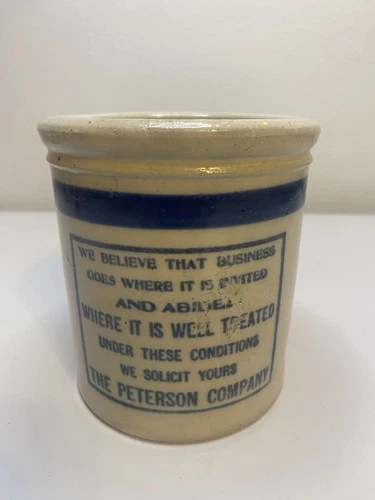 Vintage Antique Red Wing Stoneware Blue Band Beater Jar Crock Primitive