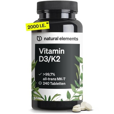 natural elements Vitamin D3 K2 > 99,7% all trans MK 7 & 2000 IE Vitamin D3 240