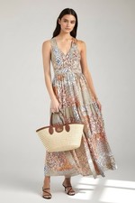 WITCHERY Dress Maxi Batik Patchwork Print Boho Hippie Indie Festival Size AU 10
