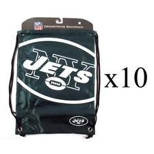 Lot of (10) Forever Collectibles NFL Drawstring Backpack Bag - NY Jets - New