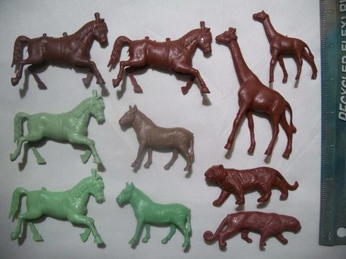 10 RARE MARX SUPER CIRCUS HORSES LION TIGER ANIMALS 1/32 54MM 60MM PLAYSET