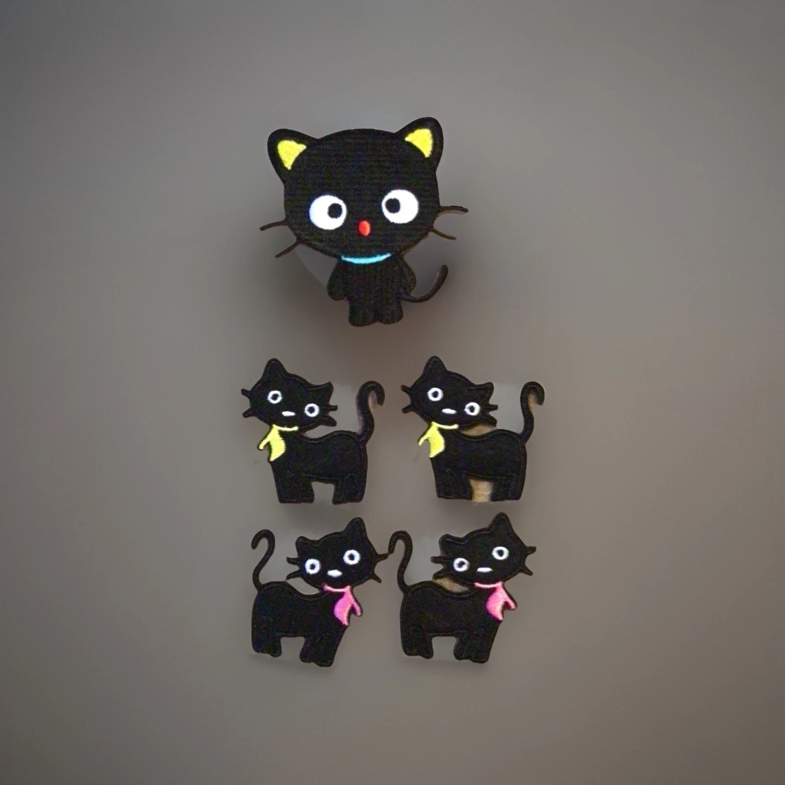 5 Black Cat Embroidered Patches