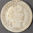 1911 P Philadelphia Mint Barber Dime