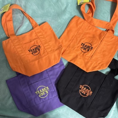 Trader Joe's Trick-or-Treat Canvas Tote Bags, 4 Pack, Cotton Polyester, Assorte 
