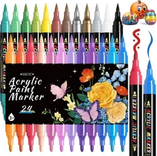 Dual Tip Acrylic Paint Markers – Fine & Brush Tip Pens for Multi-Surface Use