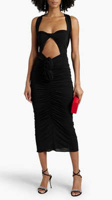 magda butrym maxi dress Long-sleeve crepe beach maxi dress in beige