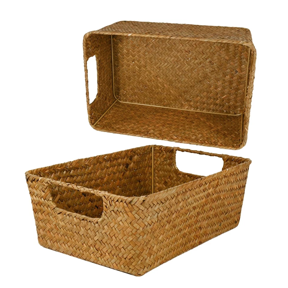 Wankd Cesto portaoggetti rettangolare in alghe marine con manico cestino - Immagine 3 di 4