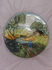 Vintage Boy and a Dog 3D Wall Art Plate By BJU 1980 USA 1972 Byron Molds 