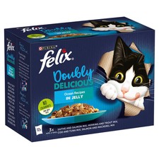 Felix Doubly Delicious Ocean Recipes In Jelly Adult Wet Cat Food 24 x 85g Pack 5.83 per kilo