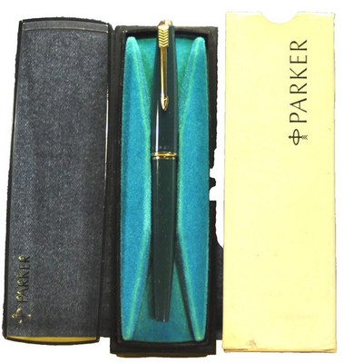 ''Parker'' 45 Arrow Forest Green&GT 14K Goldfeder Made in UK um 1963 Füllfederhalter
