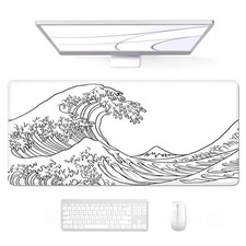 Auhoahsil Large Gaming Mouse Pad, XXL 35.4 x 15.7 in Office Desk Mat, Wave