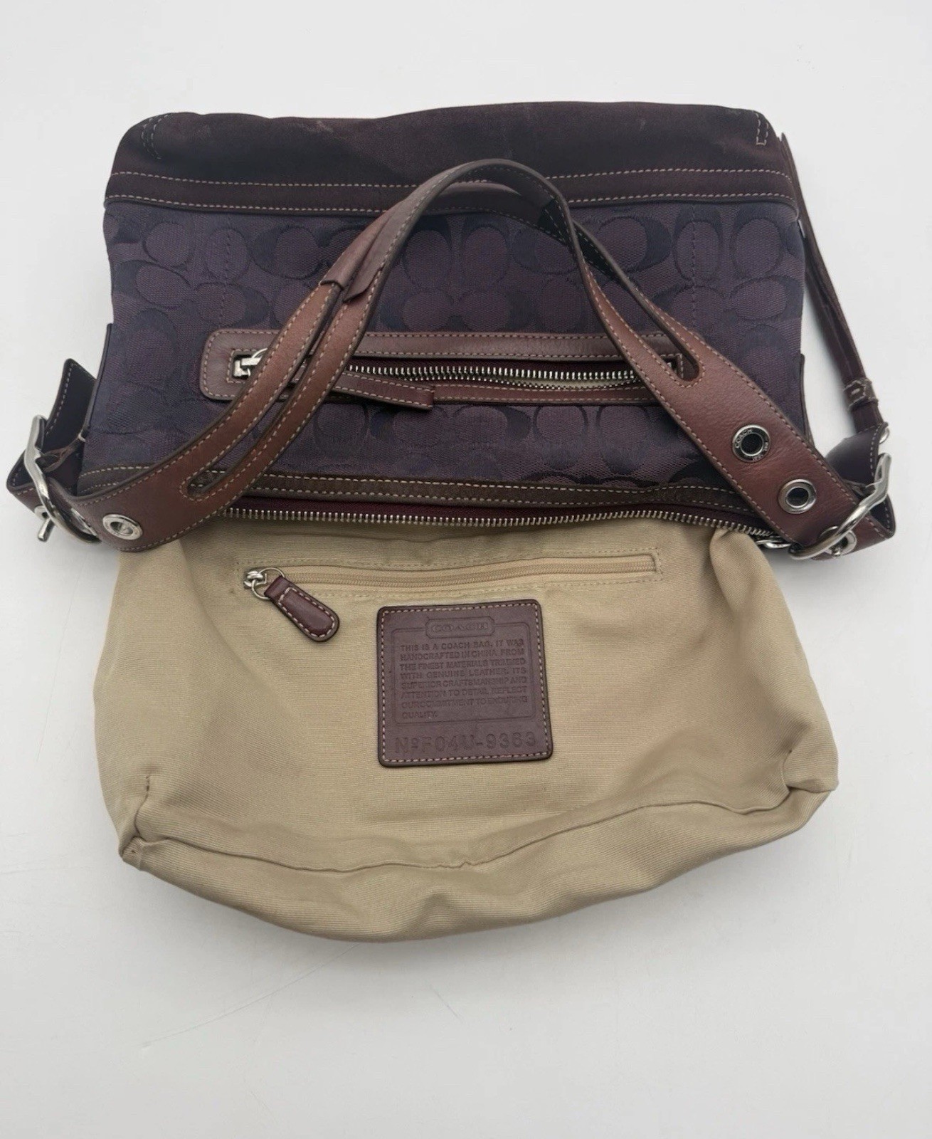 RARE COACH 9363 Signature Hand Bag Y2k Canvas Suede L… - Gem