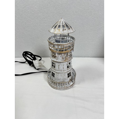 Scentsy Light Your Way Lighthouse Wax Warmer Nautical White Gold Coastal Decor