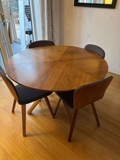 John Lewis Walnut Wood Round Dining Table & 4 Chairs