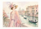 Tableau création originale -Art Déco sur papier aquarelle A3 - Venise Romantique