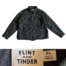 Flint & Tinder Waxed British Millerain Canvas Camo Primaloft Shirt-Jacket Men XL