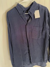 Men's Weathered Casuals Corduroy Button-Up Shirt, Size Large