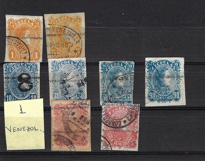 Venezuela: 1879; Scott 49 to 57, (less 55) set complete, all post, EBV1128