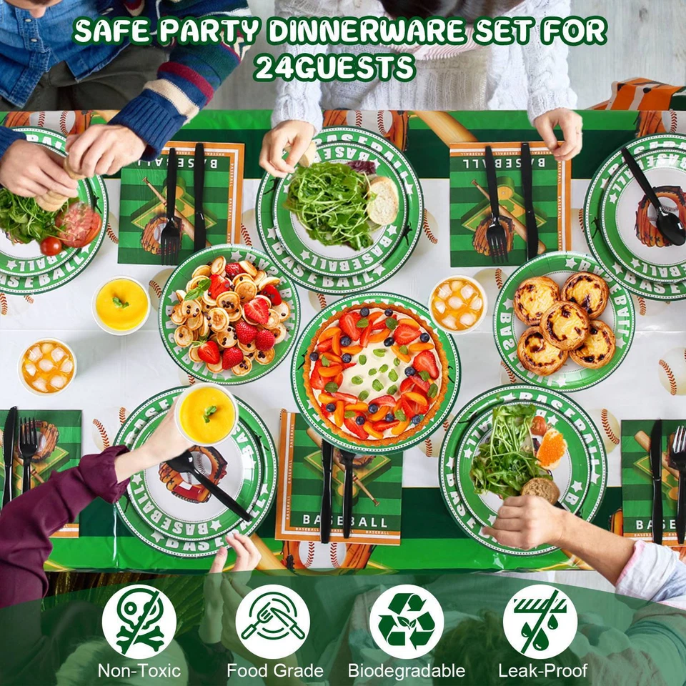 Kit de 171 piezas de suministros de fiesta de béisbol fiesta de cumpleaños béisbol vajilla decoración Foto 4 de 4