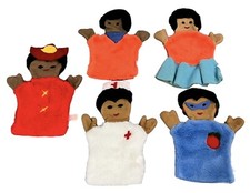 Vtg Lot of 5 Sheram Hand Puppets MADE IN USA Nurse Teacher Aid Puppet Plush