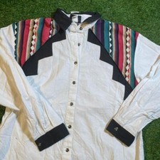 Vintage rough rider full buttoned mosaic long sleeve dress shirt